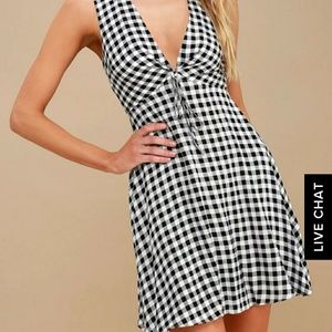 Black and White Gingham Dress Lulus